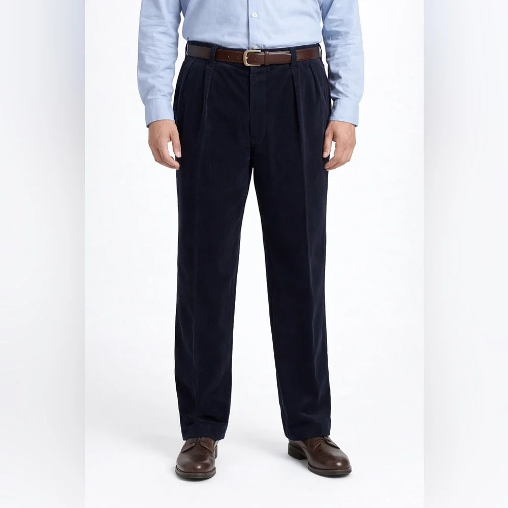 Polo Ralph Lauren Andrew Corduroy Pants 40x32 Navy Pleated NWT